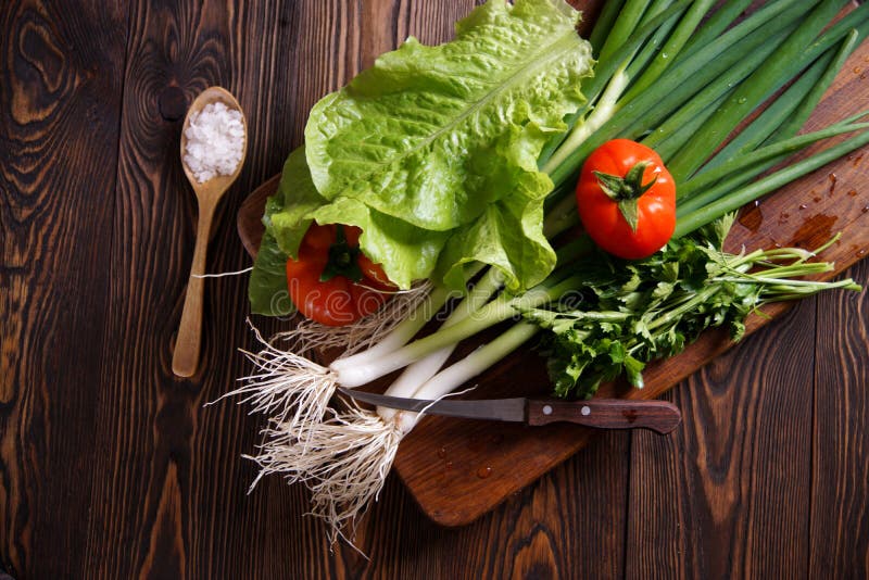 Fresh Vegetables on the Kitchen Blackboard. Rustic Stock Photo Image