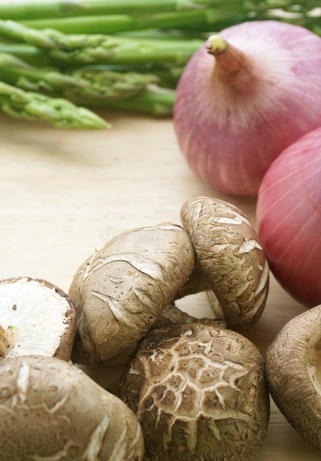 Fresh Vegetables Onion, Mushroom, Asparagus Stock Image Image of