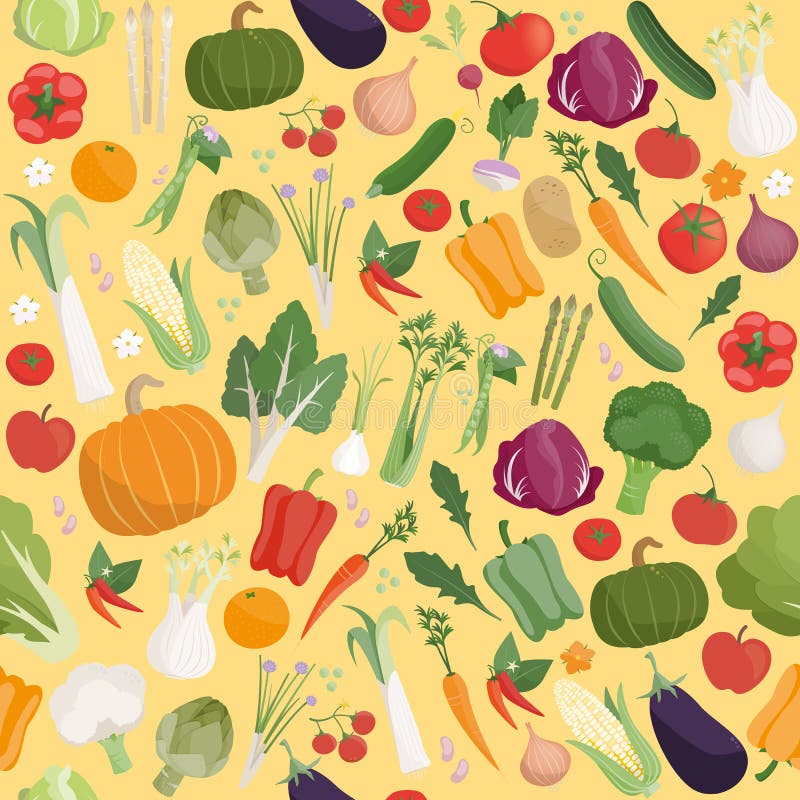 Fresh vegetables pattern stock vector. Illustration of variety - 70146604