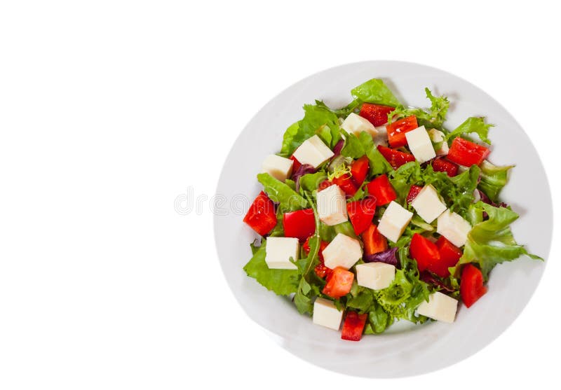 Fresh Vegetables Salad with Cheese. Top View Stock Photo Image of