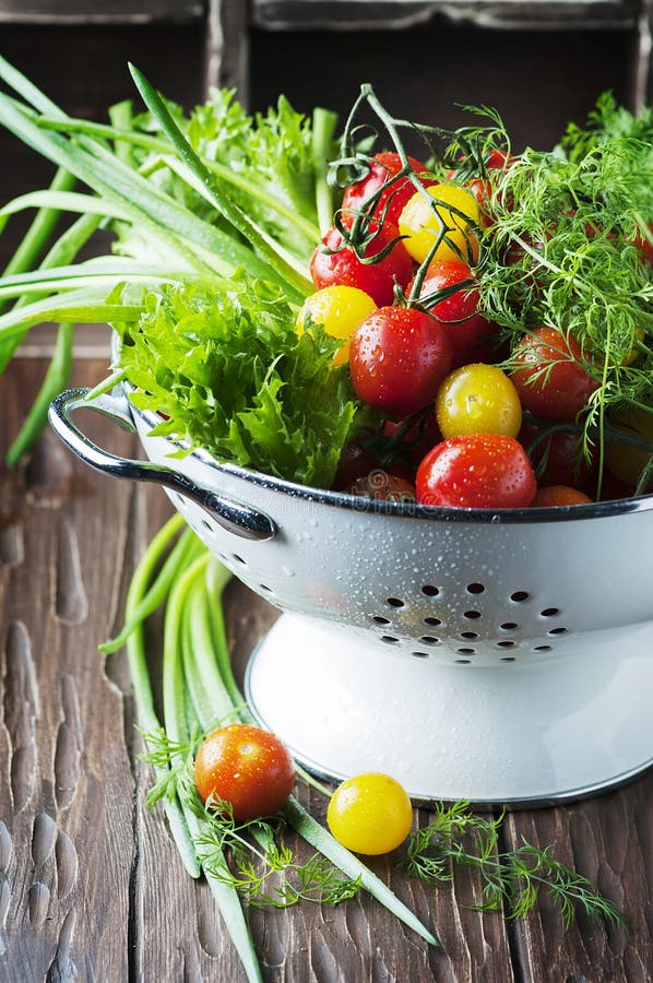 Fresh vegetables on the wooden table