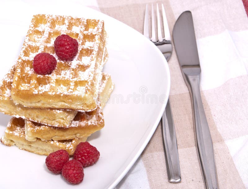 Fresh Waffles with Raspberries Stock Photo Image of group, delicious
