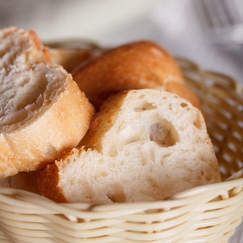 Fresh White Bread in a Basket Stock Image Image of crust, breakfast