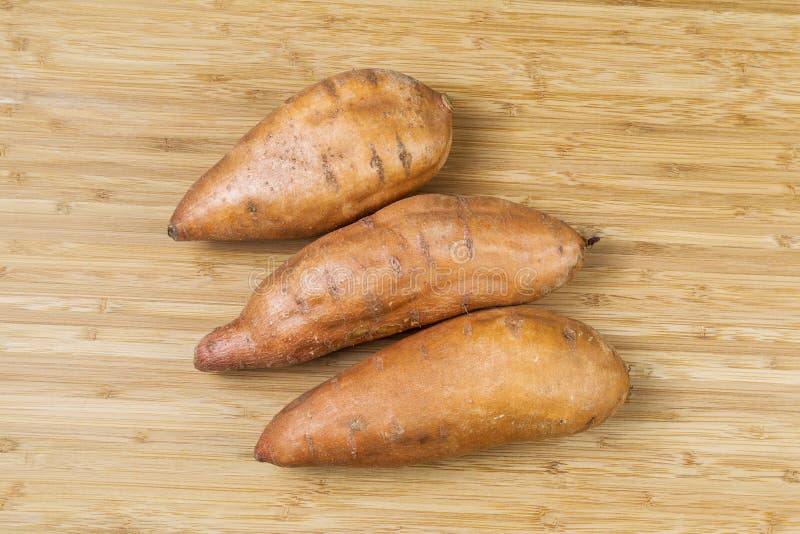 Fresh Yams on Natural Bamboo Stock Photo Image of root, horizontal