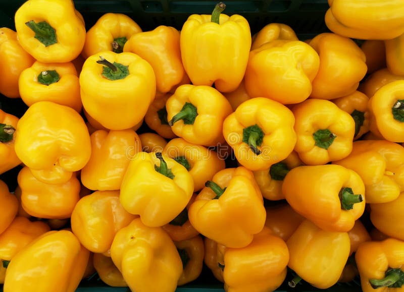 Fresh yellow pepper bell, nature background, fresh top view