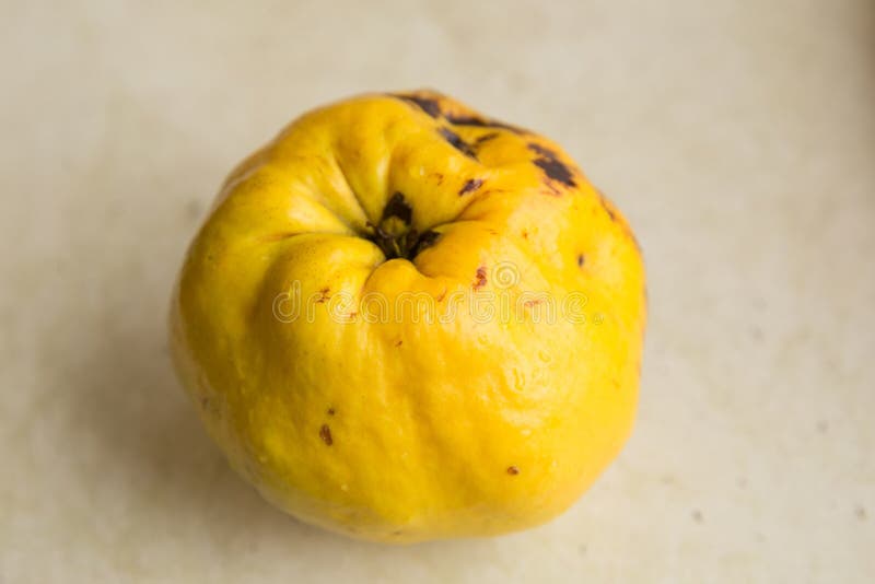 Fresh Yellow Quince with Slice Isolated White Background . Quince on a