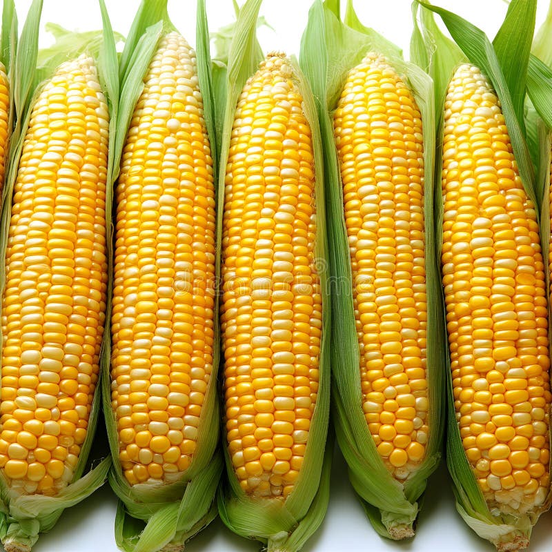 Fresh Yellow Sweetcorn Close Up Rows of Ripe Maize Harvest vector illustration