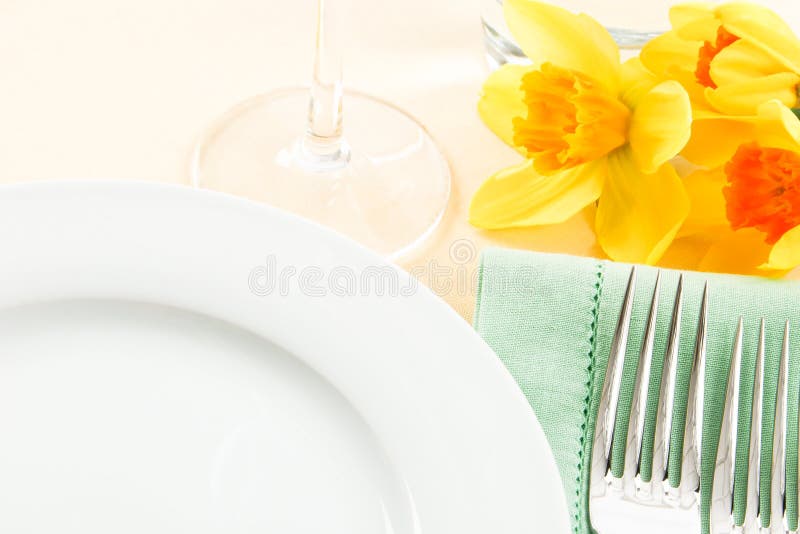 Fresh Yellow Table Setting stock photo. Image of mother 19025598