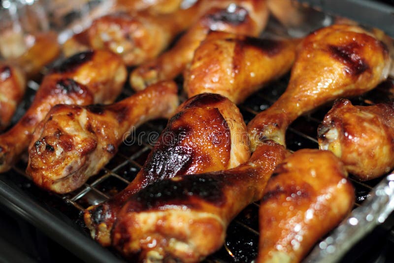 Freshly Baked Barbecue Chicken Drumsticks Stock Photo - Image of ...