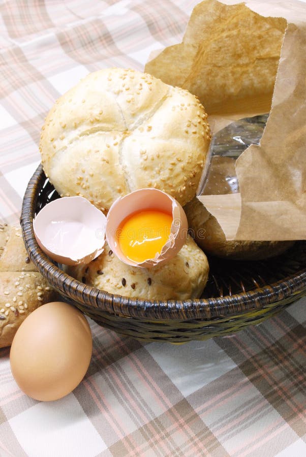 Freshly Baked Bread with Eggs and Milk Stock Image Image of buns