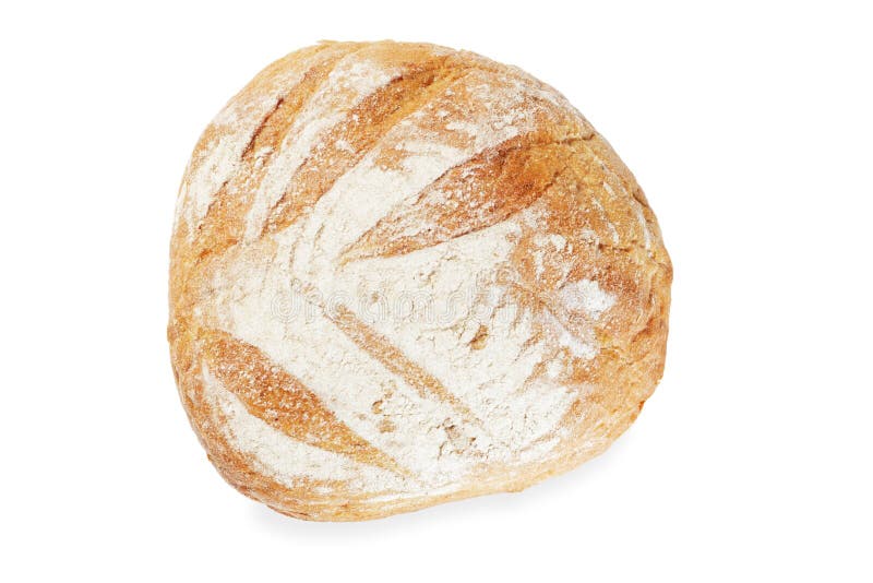 Freshly baked bread isolated on white background. Top view.