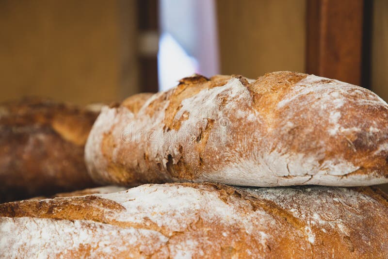 Freshly Baked Bread on Medieval Store Stand Stock Image Image of
