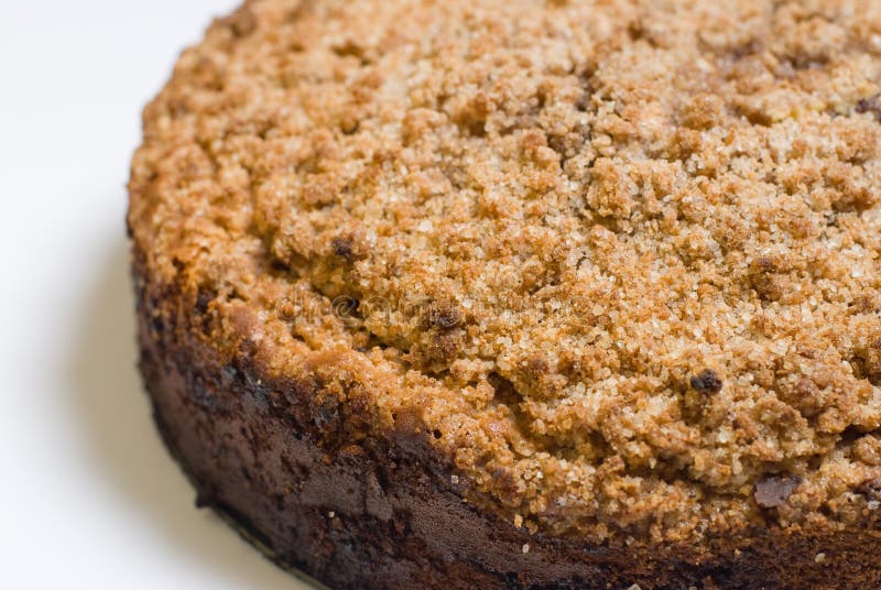 Freshly baked cinnamon streusel coffee cake stock photography