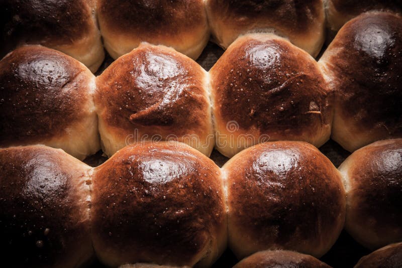 Freshly Baked Rolls Smeared Garlic Butter and Dill. Tinted Stock Image