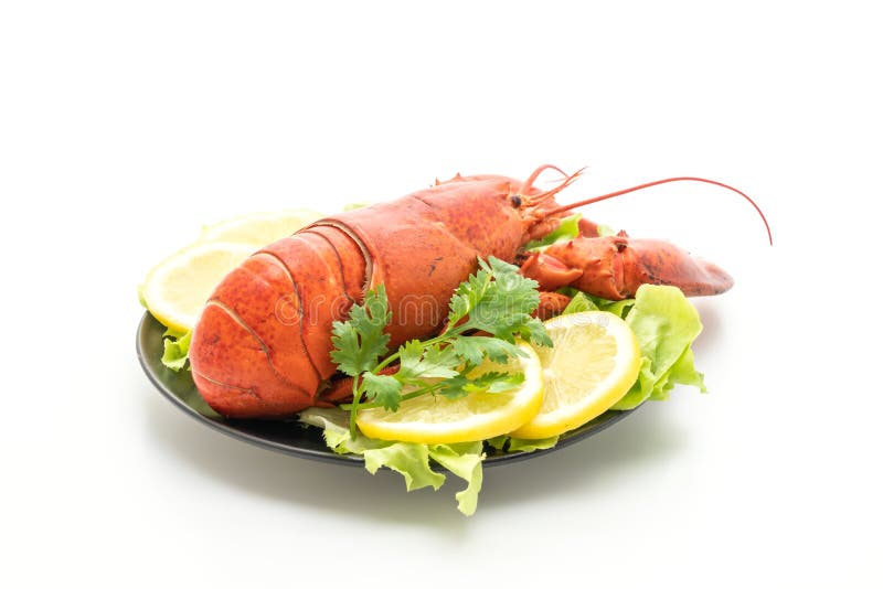freshly boiled lobster with vegetable and lemon royalty free stock image freshly boiled lobster with vegetable and lemon royalty free stock image