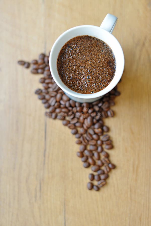 Freshly brewed coffee cup. stock photo. Image of close 43797224