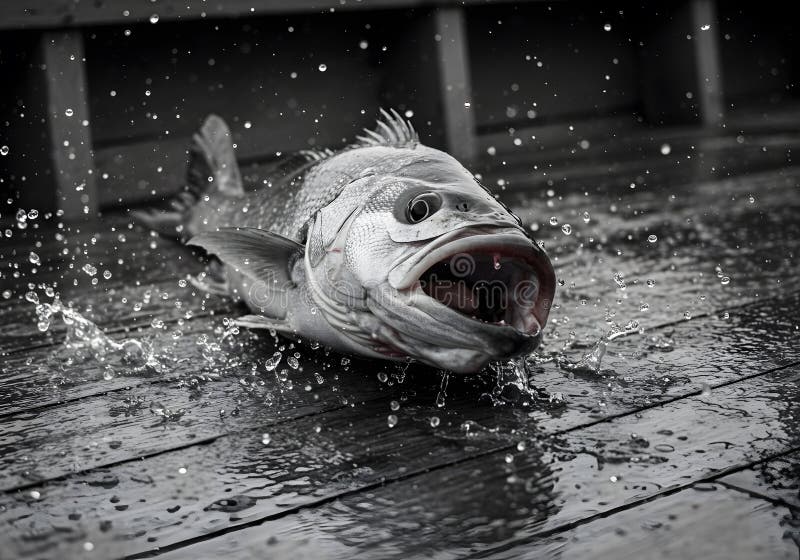 Freshly caught fish splashing royalty free illustration