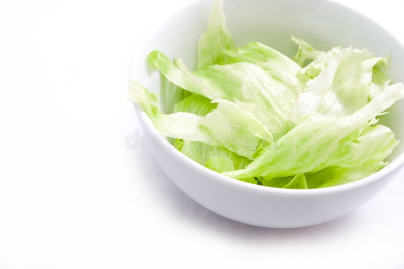 Freshly Chopped Lettuce in White Bowl Stock Photo Image of leaves, breakable 3896906