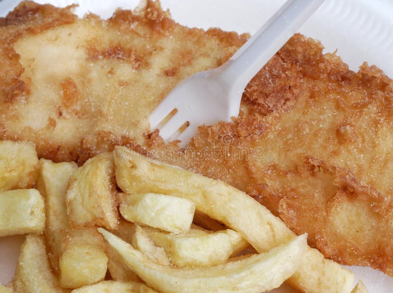 Freshly Cooked Fish and Chips Stock Image Image of lunch, takeaway