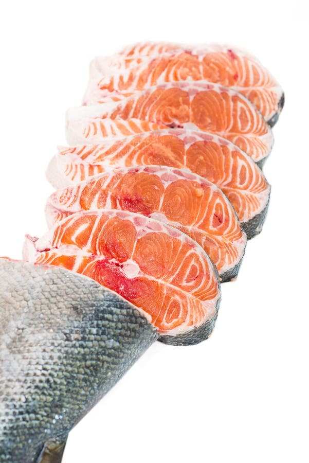 Freshly cut salmon steaks stock photo. Image of cooking 33113378