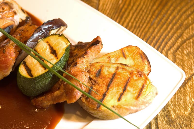 Grilled Vegetables And Chicken Stock Image Image of roasted, food