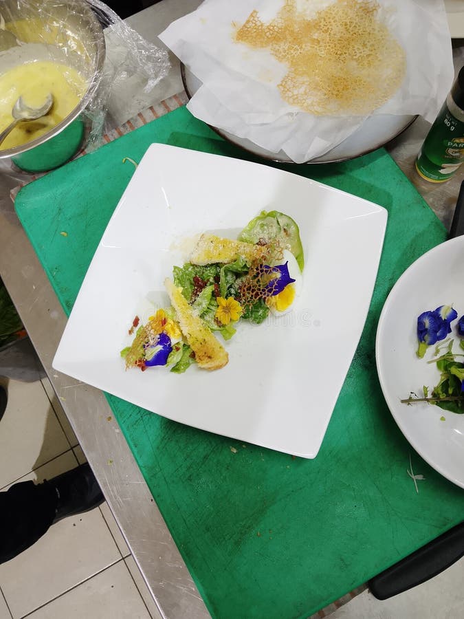 Freshly made Caesar salad royalty free stock photos