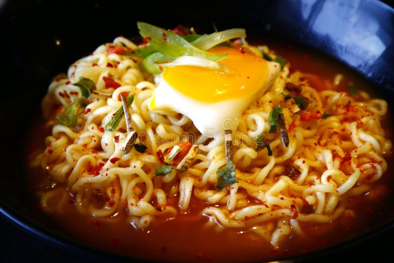 Freshly Made Korean Noodle Soup Called Ramyeon Egg Stock Image Image