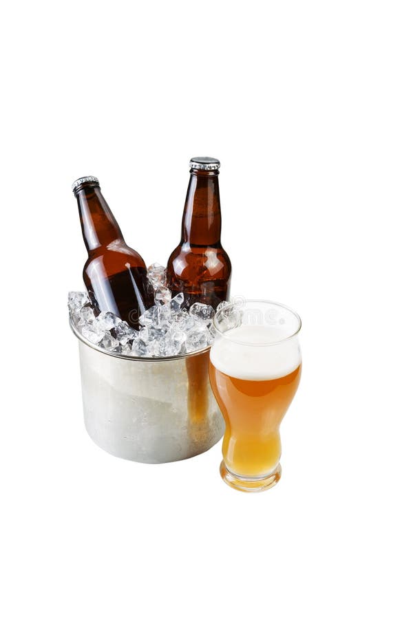 Freshly Poured Beer on White Background