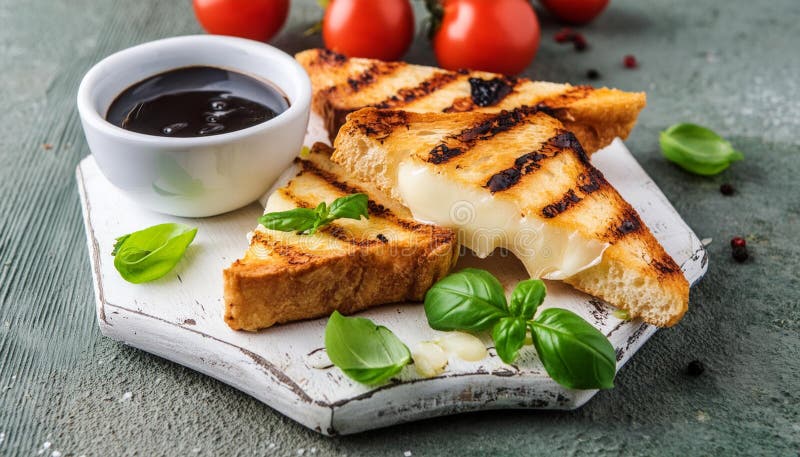 Freshly prepared cheese in toast - Generated using AI. stock illustration