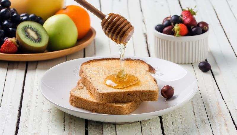 Freshly prepared honey on toast - Generated using AI. vector illustration