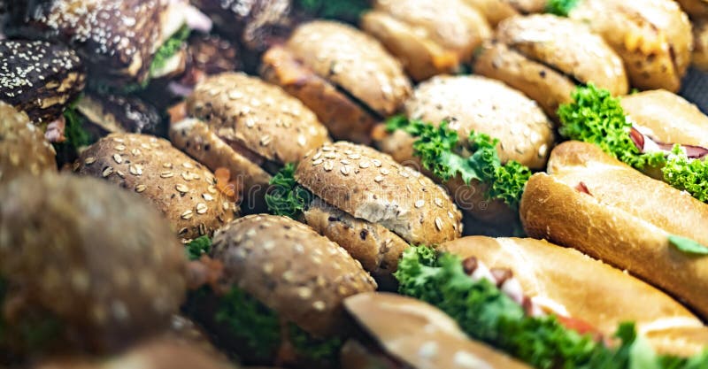 Freshly Prepared Sandwiches Sold In A Fast Food Restaurant Stock Image