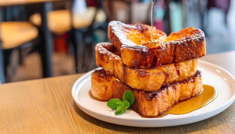 Freshly prepared syrup on toast - Generated using AI. stock illustration