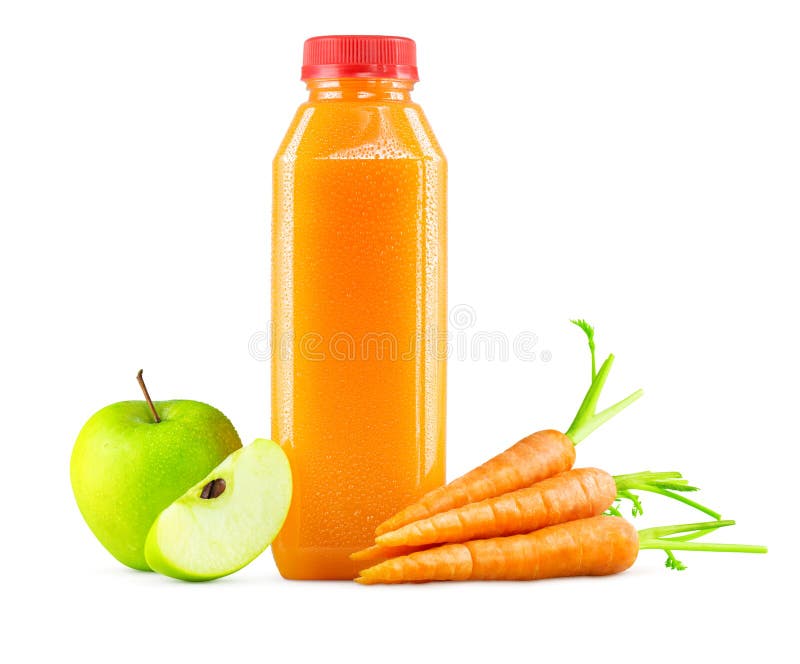 Freshly Squeezed Carrot Apple Juice in Bottle