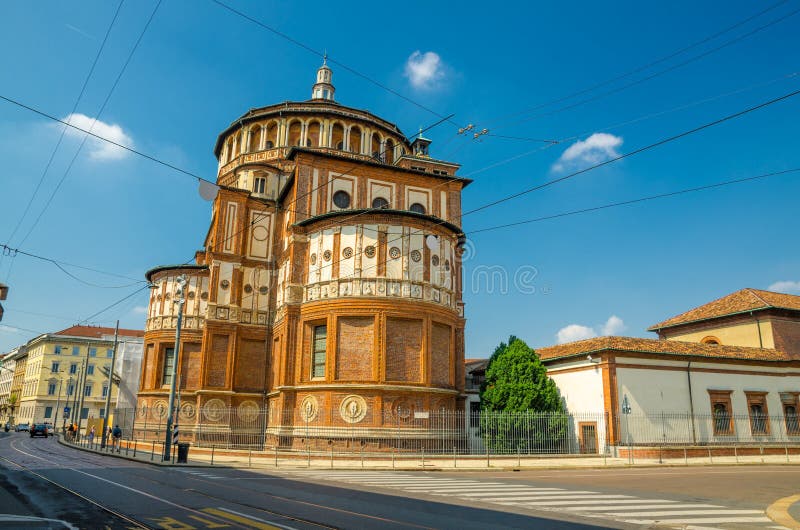 Freskomålning för sista kvällsmål för Santa Maria delleGrazie kyrka, Milan, Italien arkivbild Freskomålning för sista kvällsmål för Santa Maria delleGrazie kyrka, Milan, Italien arkivbild