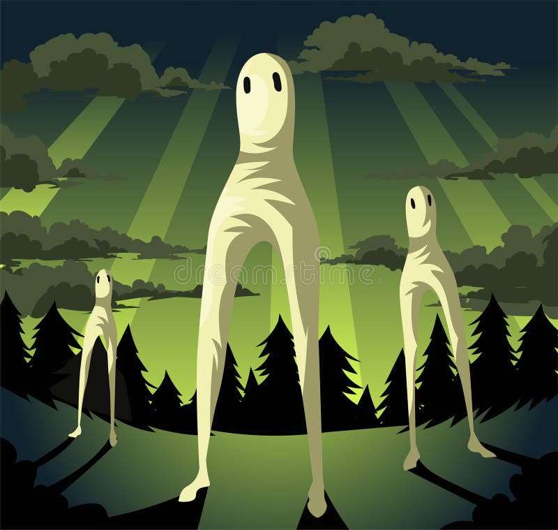 Fresno nightcrawler running through the dark forest royalty free illustration