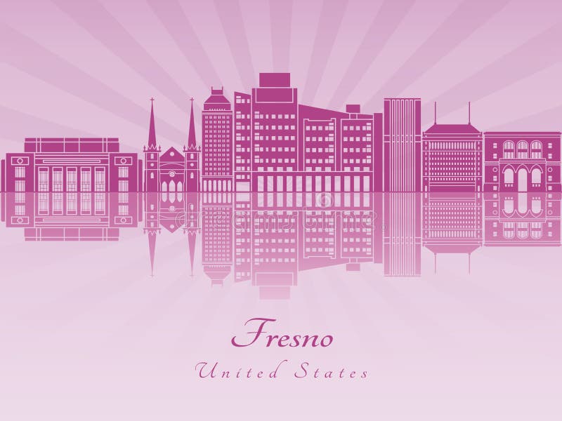Fresno V2 Skyline in Purple Radiant Orchid Stock Vector Illustration