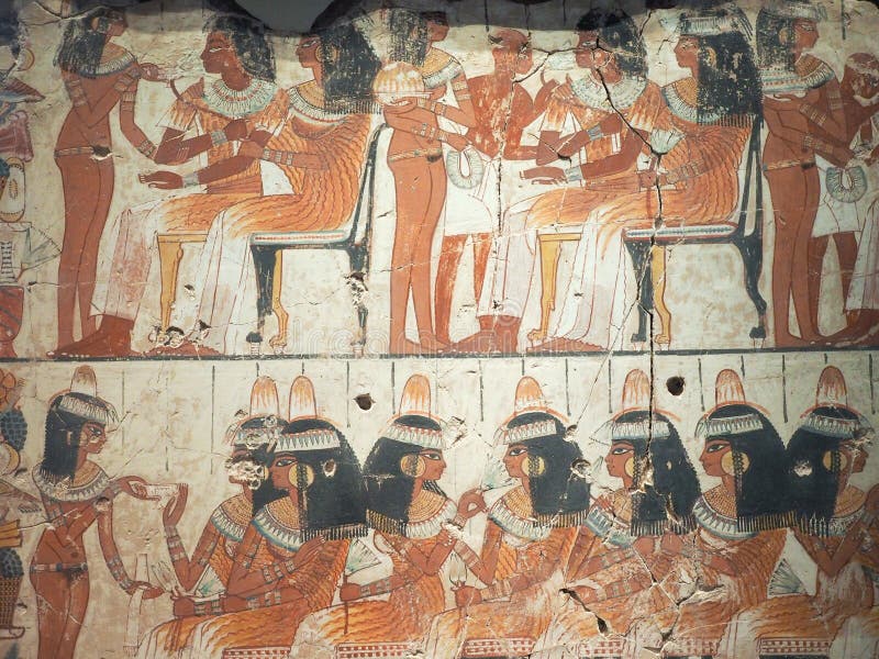 Fresque Des Femmes De L'Egypte Antique Photo stock - Image du mythe
