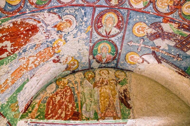 Fresque en EL Nazar, Cappadocia, Turquie d'église orthodoxe de caverne photo stock Fresque en EL Nazar, Cappadocia, Turquie d'église orthodoxe de caverne photo stock