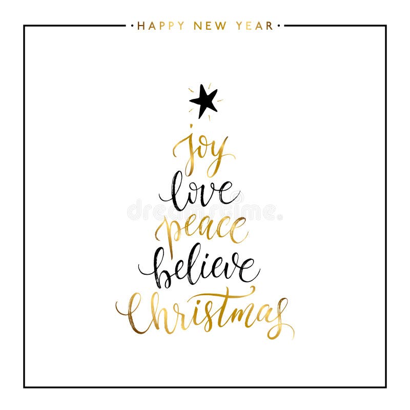 Freude, Liebe, Frieden, glauben, der lokalisierte Weihnachtsgoldtext