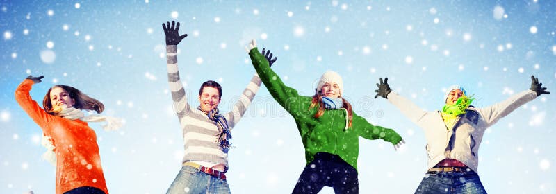 Freundschafts-Winter-Glück-Zusammengehörigkeits-Konzept vektor abbildung Freundschafts-Winter-Glück-Zusammengehörigkeits-Konzept vektor abbildung