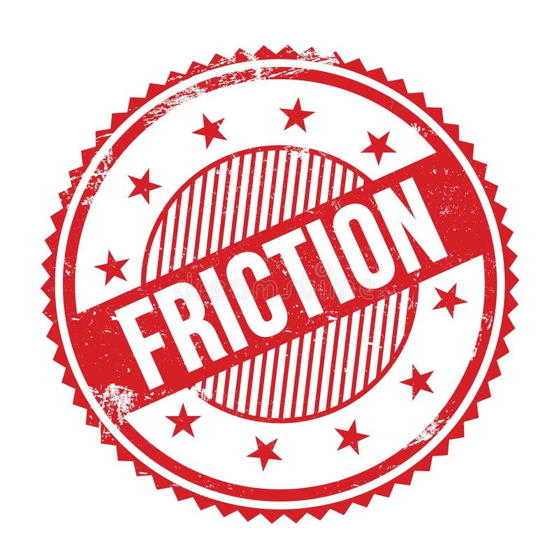FRICTION text written on red grungy round stamp stock illustration