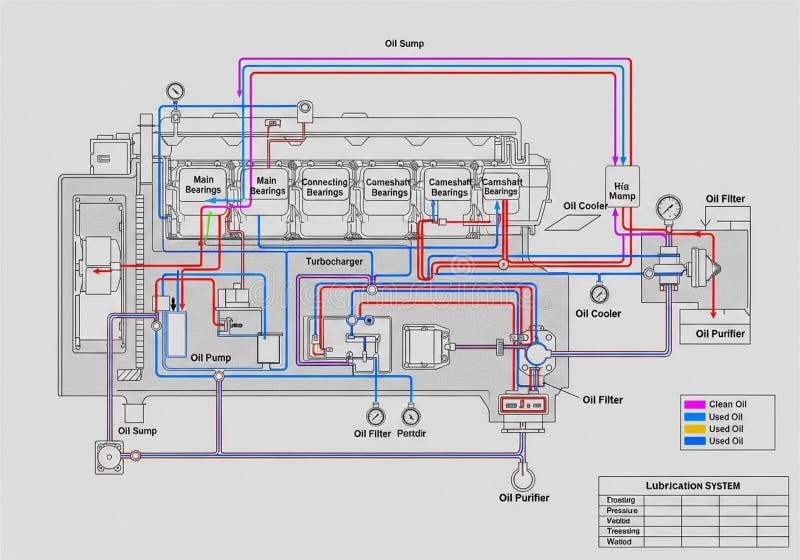 Friction and wear in engine parts by ensuring continuous oil vector illustration