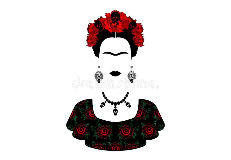 Frida Kahlo, ritratto la giovane bella donna messicana con un'acconciatura tradizionale royalty illustrazione gratis Frida Kahlo, ritratto la giovane bella donna messicana con un'acconciatura tradizionale royalty illustrazione gratis