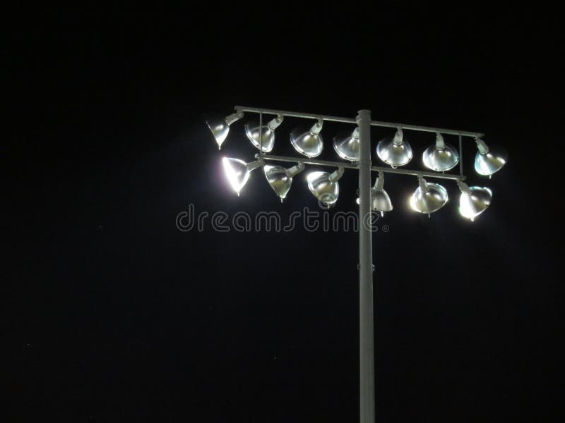 Friday Night Lights Playing Field Floodlights Against Night Sky Stock Photo Image of bright