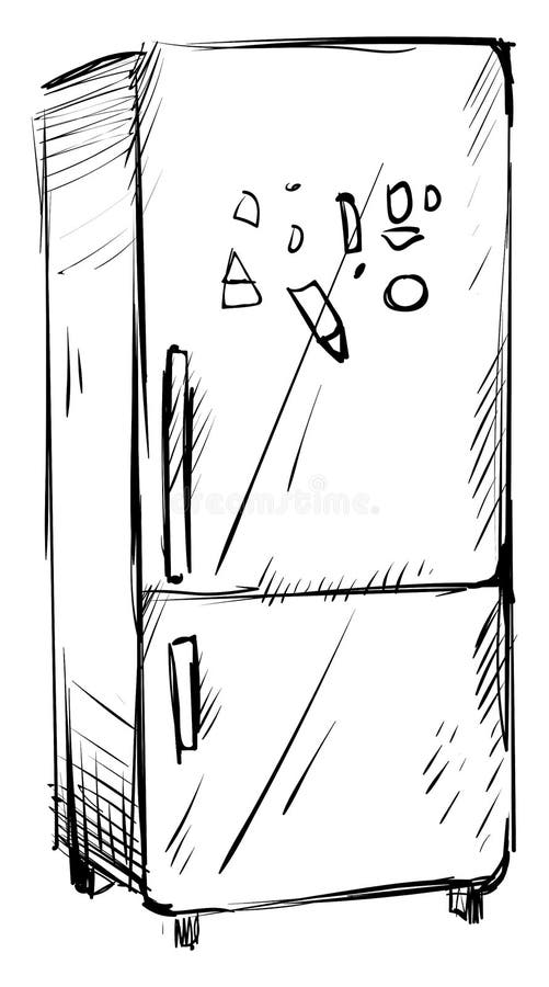 Fridge Drawing, Illustration, Vector Stock Vector Illustration of