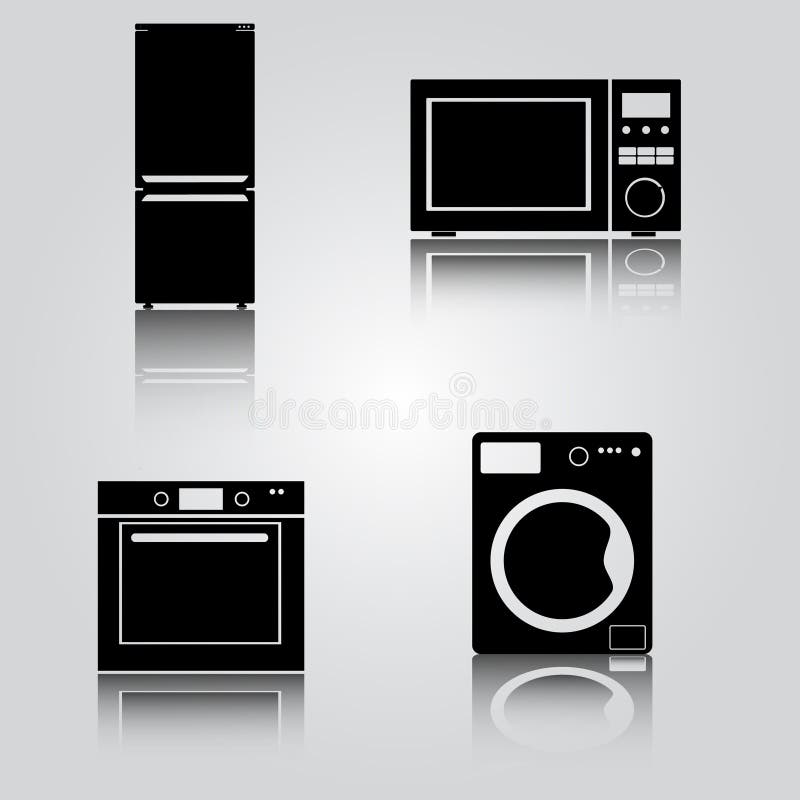 Oven and Washing Machine Functions and Settings Icon Set. Manual Symbol