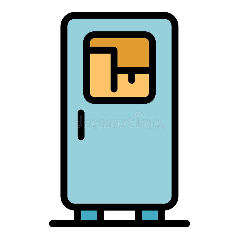 Fridge with window icon color outline vector stock illustration