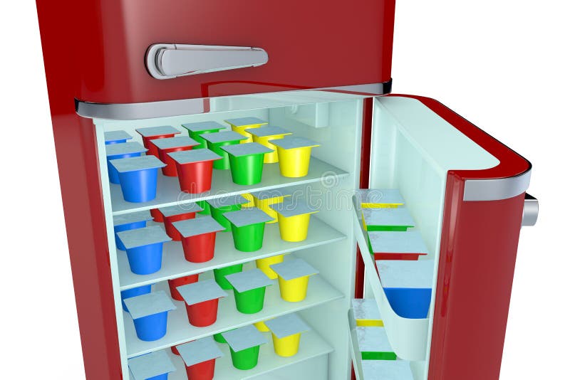 Fridge and yogurt stock illustration. Illustration of domestic 28009608