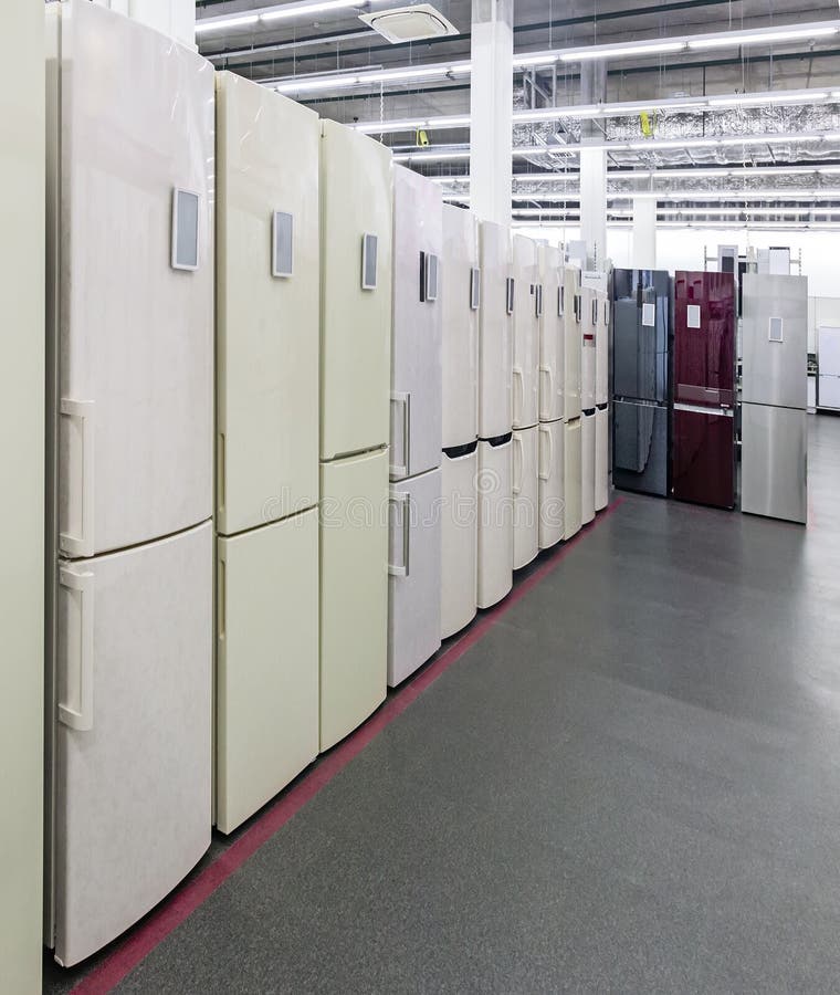 Fridges Different Models are Sold in the Store. Stock Image Image of