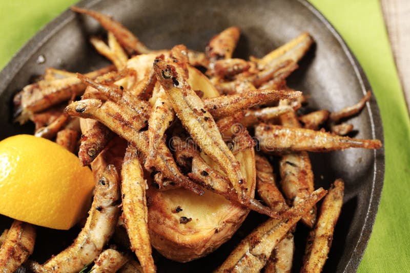 Fried anchovies stock image. Image of iron, crispy, appetizer 21134863